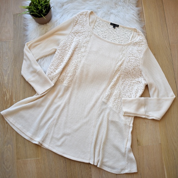 RBX Tops - RBX Lace Trim Thermal Tunic